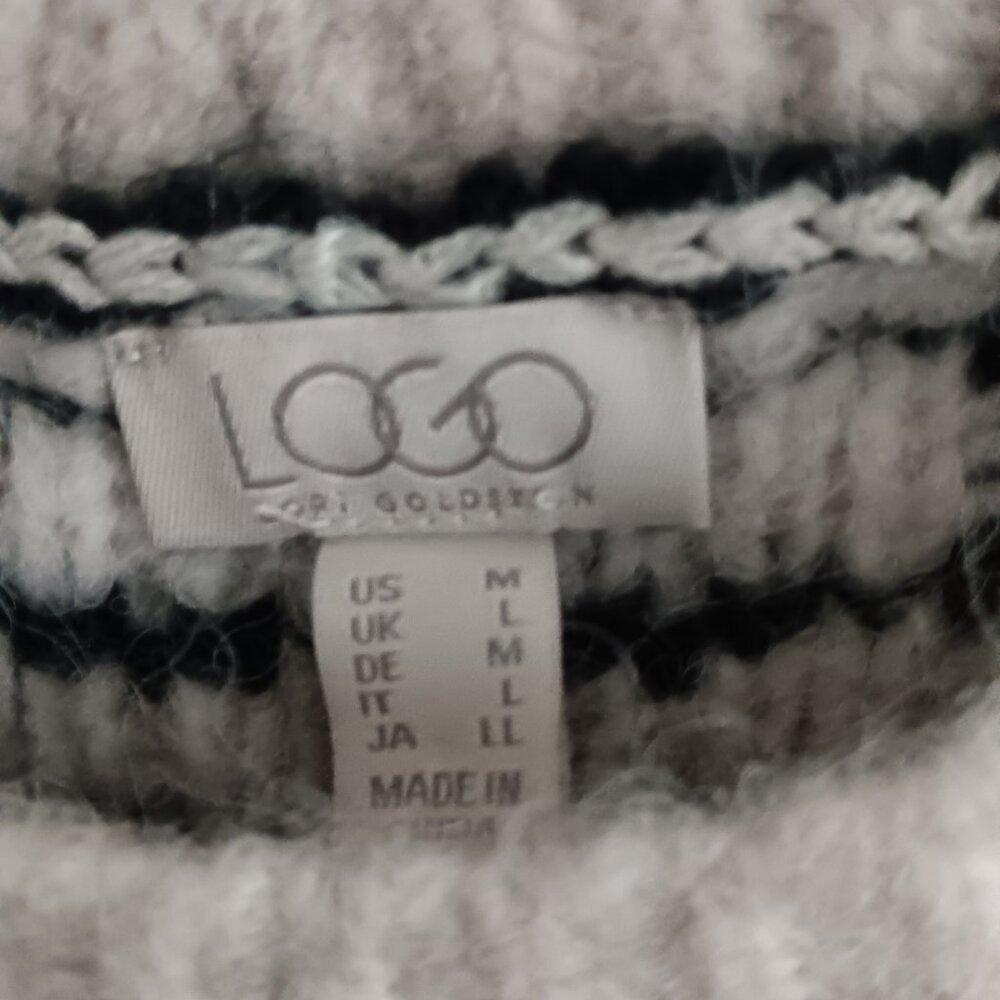 LOGO by Lori Goldstein Brushed Jacquard Sweater - Sz M a656999 - Picture 3 of 4